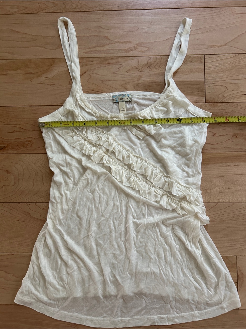 Nordstrom Susina Cream Ruffle-Trim Strap Camisole